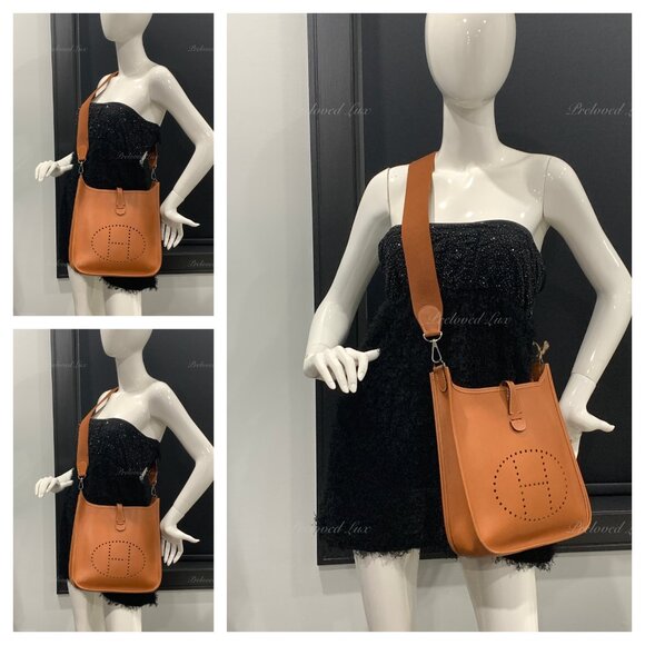 Authentic HERMES Brown Epsom Evelyne I PM Crossbody Bag - Picture 14 of 15